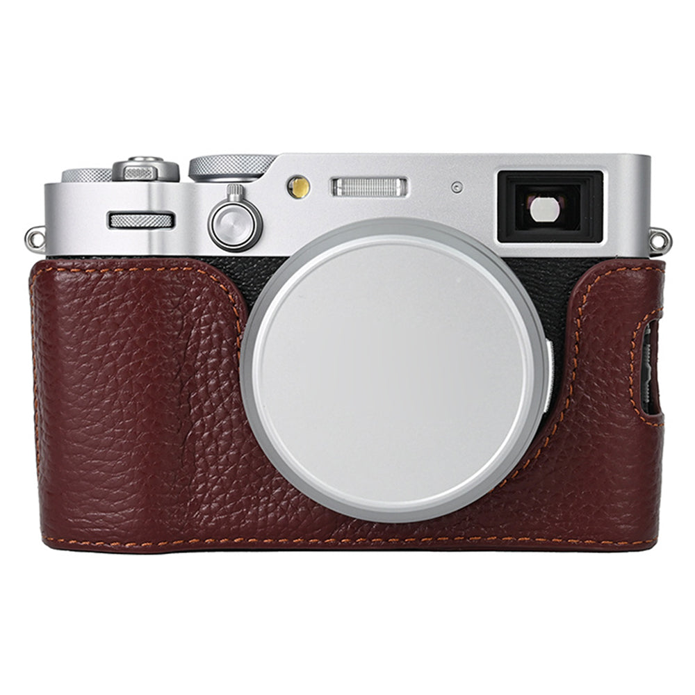 For Fujifilm X100VI Camera Half Body Cover Genuine Cow Leather Bottom Case For Fujifilm X100VI Camera Half Body Cover Genuine Cow Leather Bottom Case